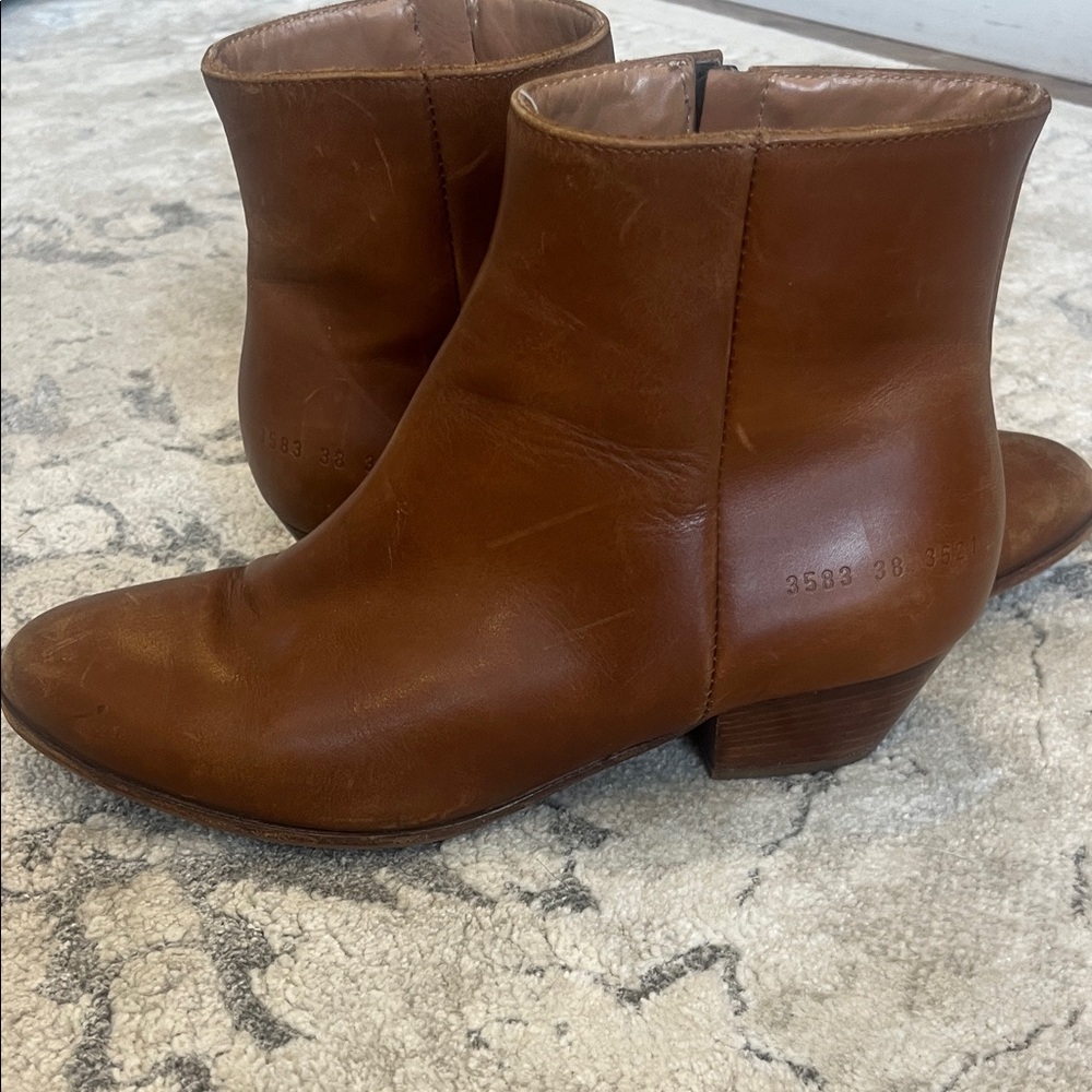Common Projects Brown Leather Ankle Booties